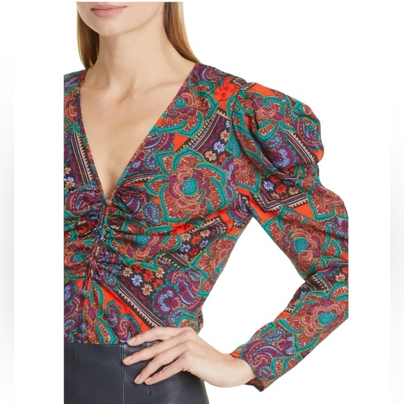 Veronica Beard Simmons Paisley Floral Silk Blend Whimsical Top NWT Size 6 - Picture 6 of 7